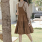 Tiered Corduroy Pinafore Dress & Blouse (Brown)