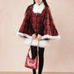 Merry Plaid Mini Dress & Capelet Set (Red)
