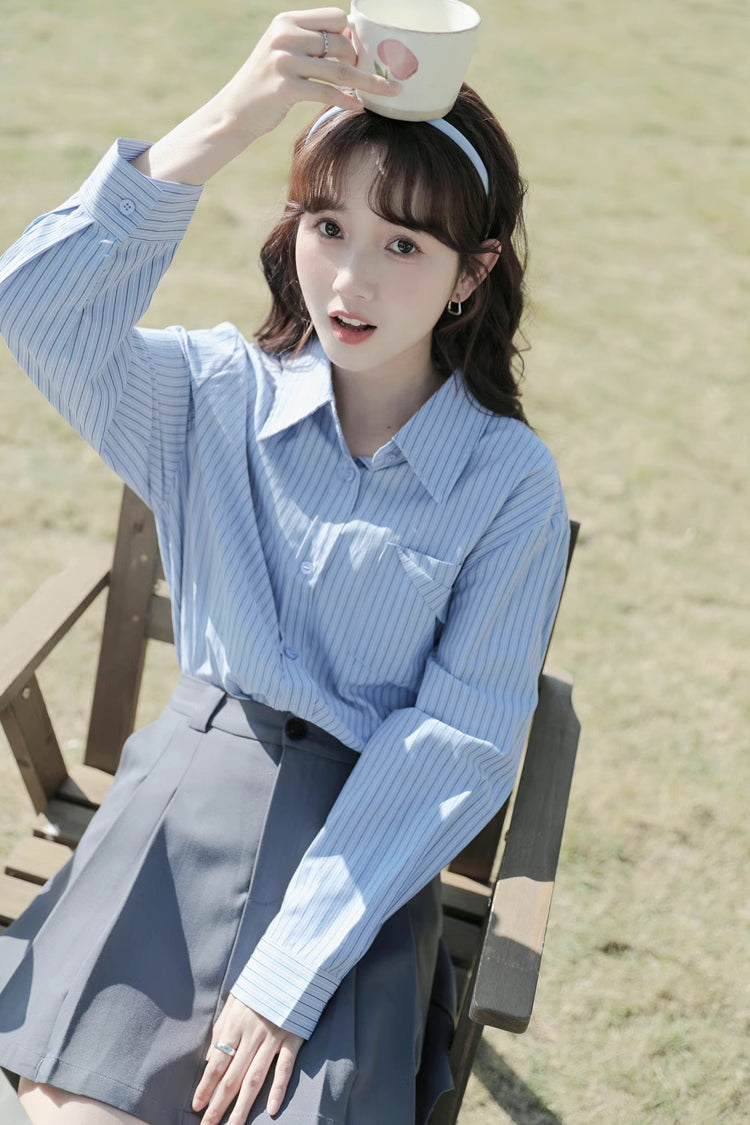 Boyfriend Stripe Button Up Shirt (2 Colors)