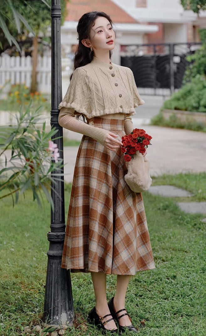 Toasted Marshmallow Sweater & Skirt Set (Khaki)