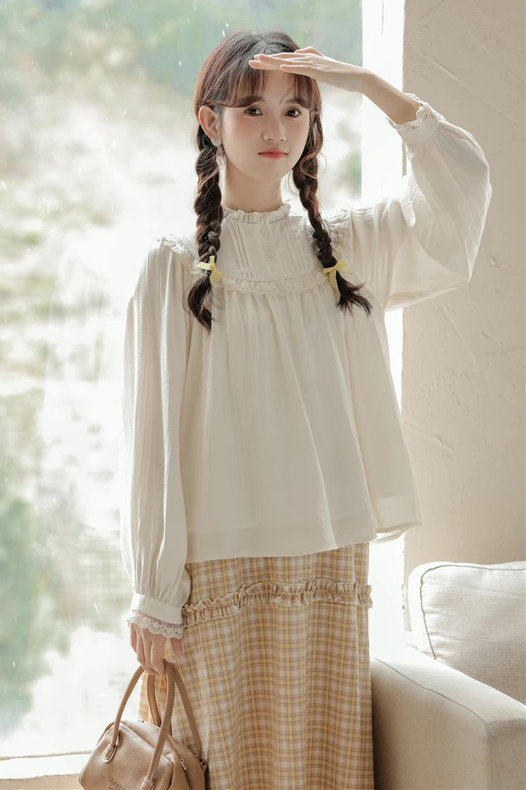 Bertha Lace Collar Blouse (White)