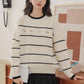 Emily Floral Stripe Sweater (White/Black)