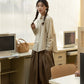 Asymmetrical Round Collar Blouse (Beige)