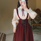 Long Sleeve Crepe Suspender Skirt Set (2 Colors)