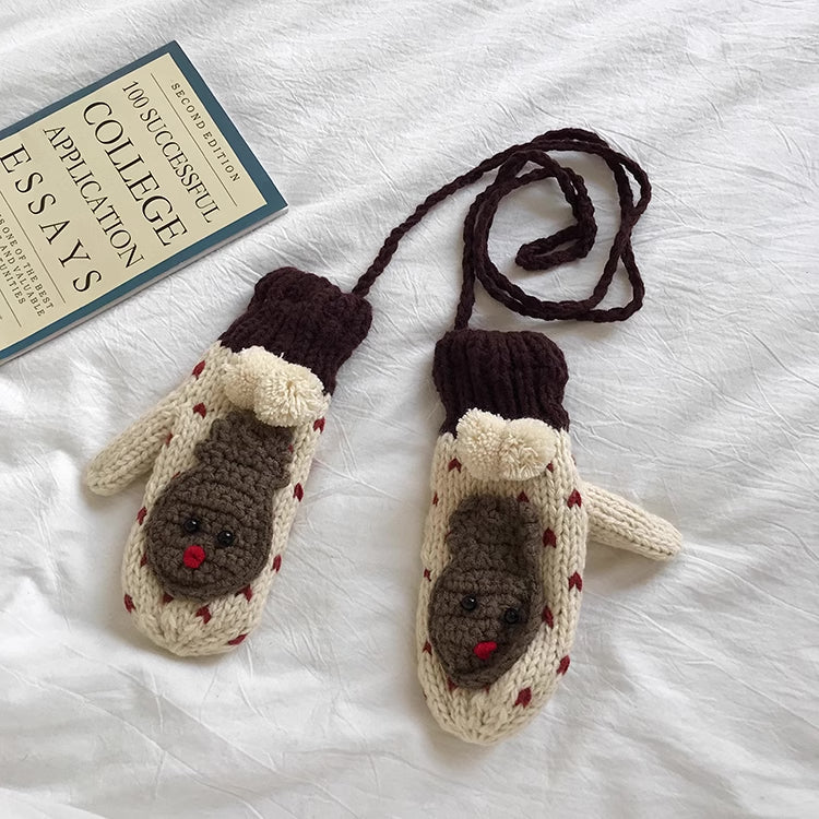 Reindeer Crochet Mittens (10 Colors)