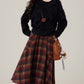 Bookshop Plaid Midi Skirt (Red/Khaki)