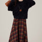 Bookshop Plaid Midi Skirt (Red/Khaki)