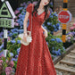 Ditsy Floral Maxi Dress (Red)