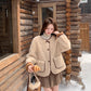 Round Neck Teddy Jacket (Khaki)