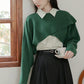 Criss Cross Cropped Throwover Sweater (Green)