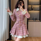 Flirty Plaid Tweed Mini Dress (Pink)