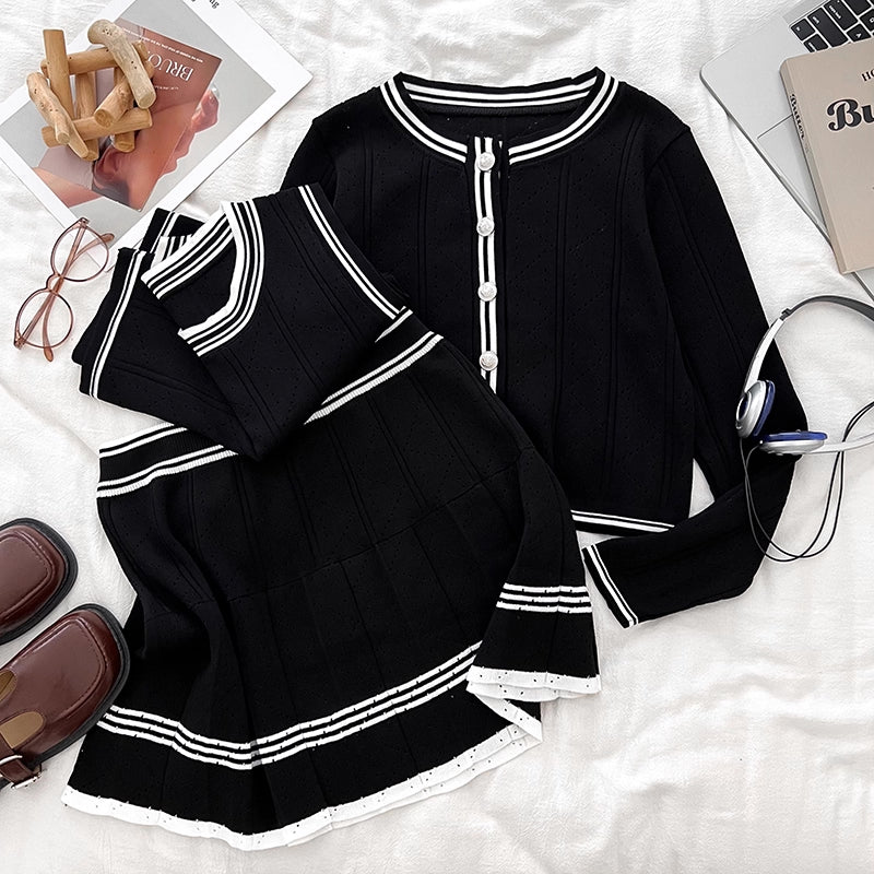 Preppy Stripe 3-Piece Knit Set (3 Colors)