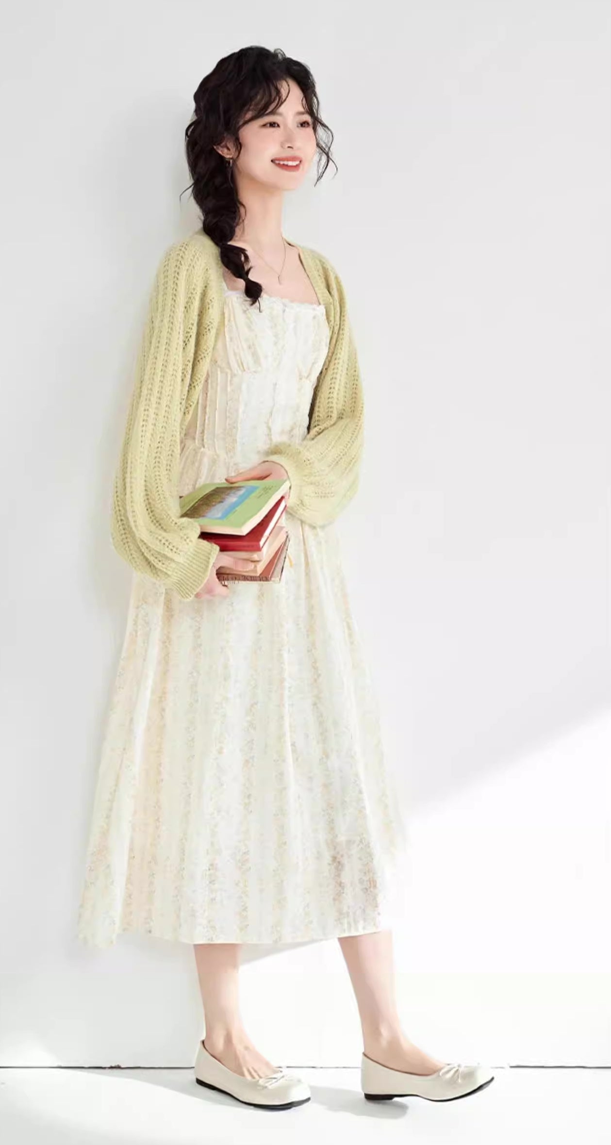 Ditsy Floral Stripe Cami Dress & Sweater (2 Colors)