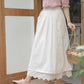 Ruffled Broderie Midi Skirt (White)