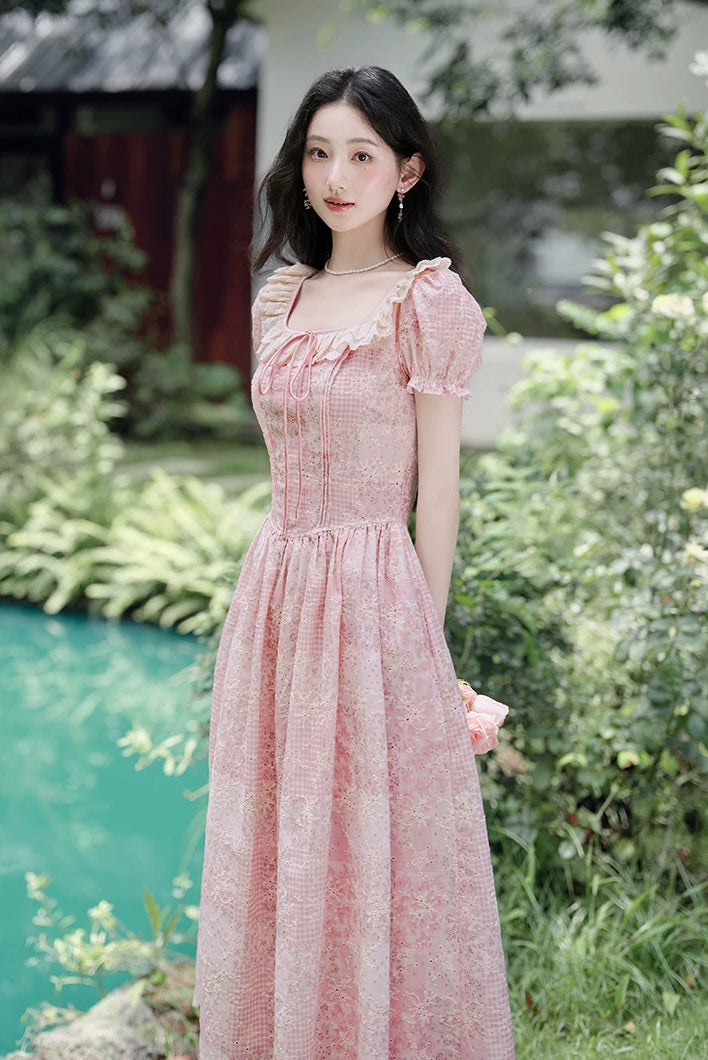Patchwork Floral Maxi Dress (Pink)