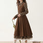 Chocolate Plaid Corduroy Twofer Midi Dress (Brown)