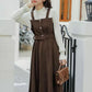 Corduroy Knit Belted Twofer Midi Dress (2 Colors)