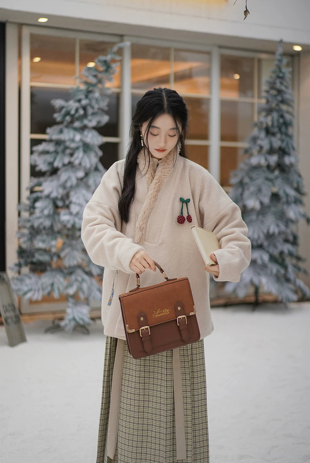 Snowy Wishes Cross Collar Jacket (3 Colors)