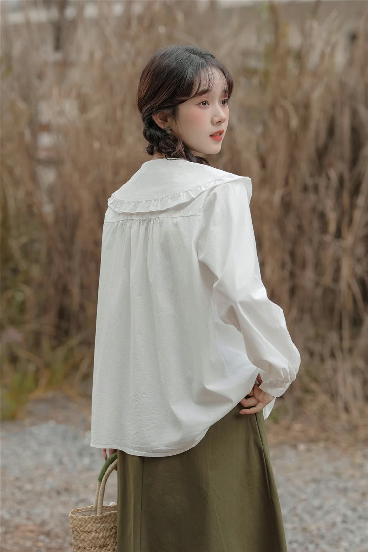 Tulip Collar Blouse (White)