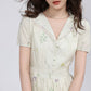 Dried Flowers Midi Shirt Dress (Cream)