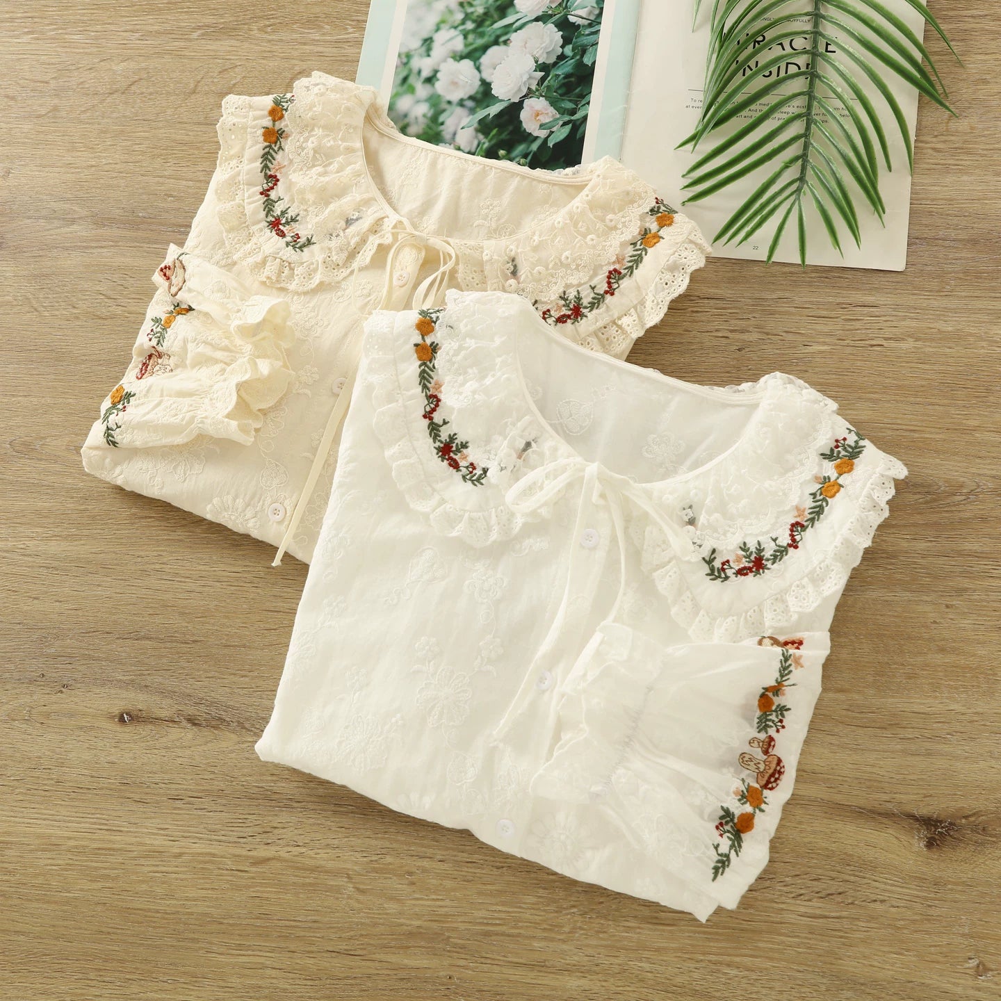 Forest Floor Embroidered Blouse (2 Colors)
