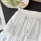 Flower Punch Midi Skirt (White/Blue)