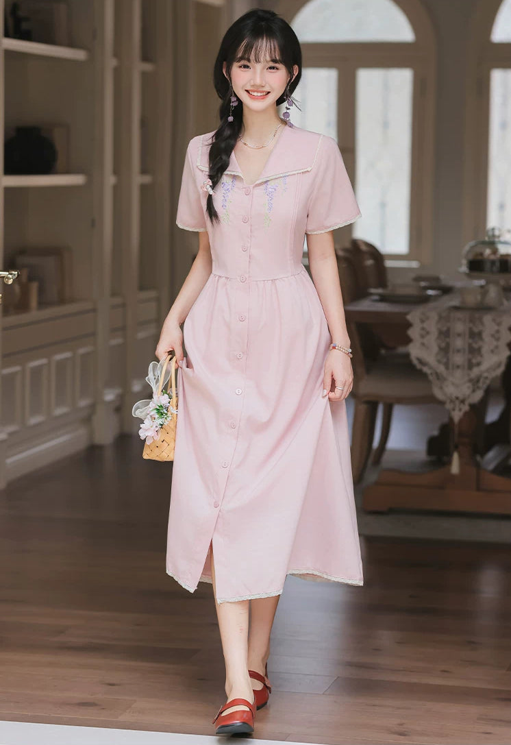 Wisteria Midi Shirt Dress (Lilac)