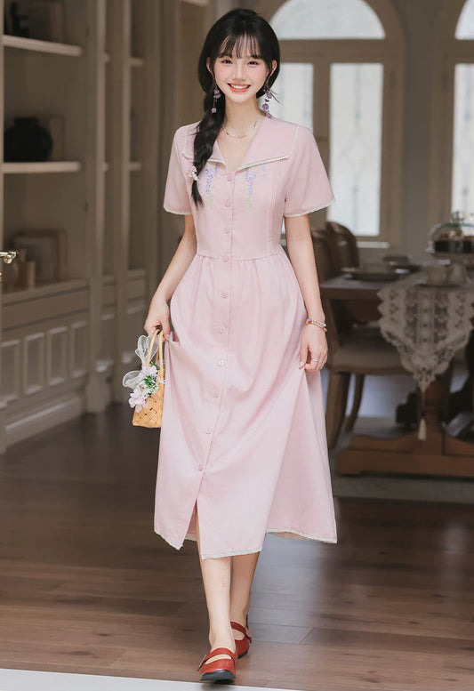 Wisteria Midi Shirt Dress (Lilac)