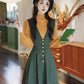 Gingko Stripe Pinafore & Sweater Set (Mustard/Green)