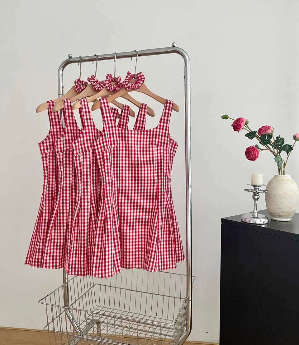 Candy Shop Gingham Mini Dress (Red)