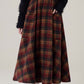 Bookshop Plaid Midi Skirt (Red/Khaki)
