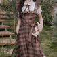 Hazel Plaid Flutter Twofer Midi Dress (Brown)