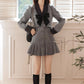 Peter Pan Collar Bow Mini Dress Coat (Gray)