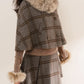 Library Plaid Capelet & Mini Skirt Set (Grey)