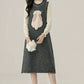 Bunny Tail Sleeveless Sweater Dress (Gray)
