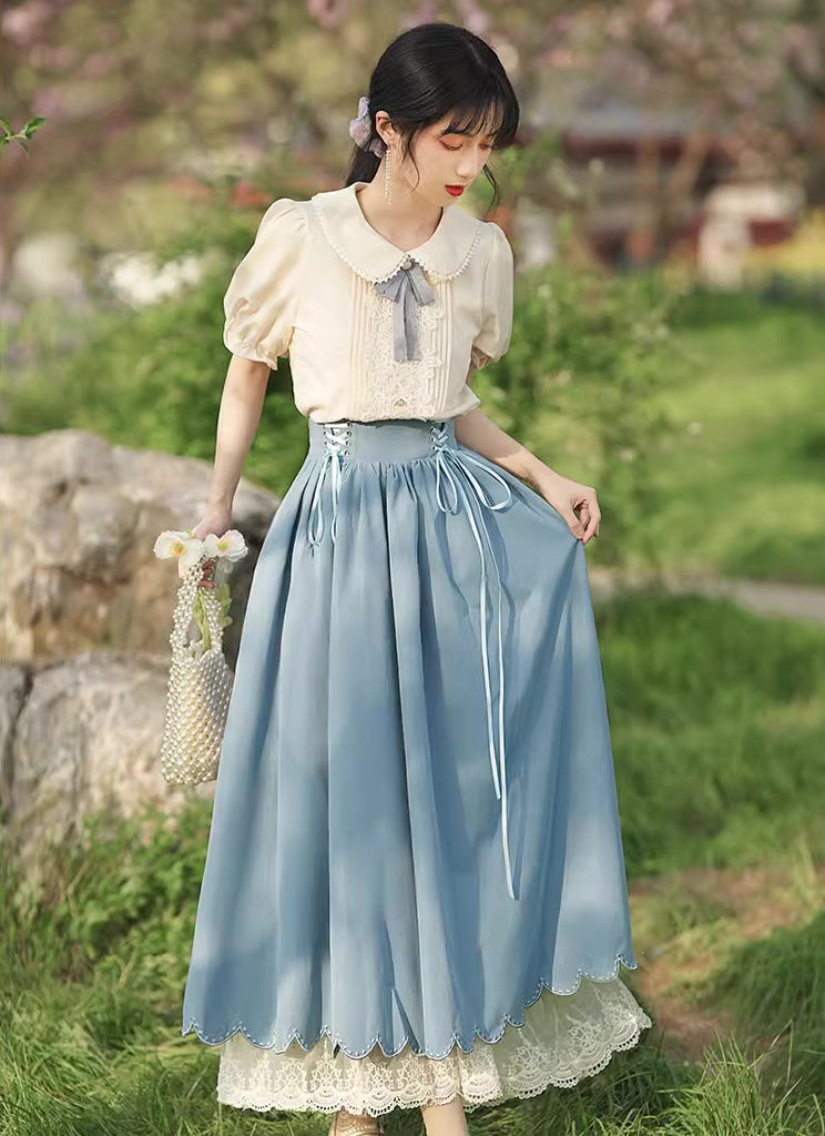 Evergarden Short Sleeve Blouse & Skirt Set (7 Colors)