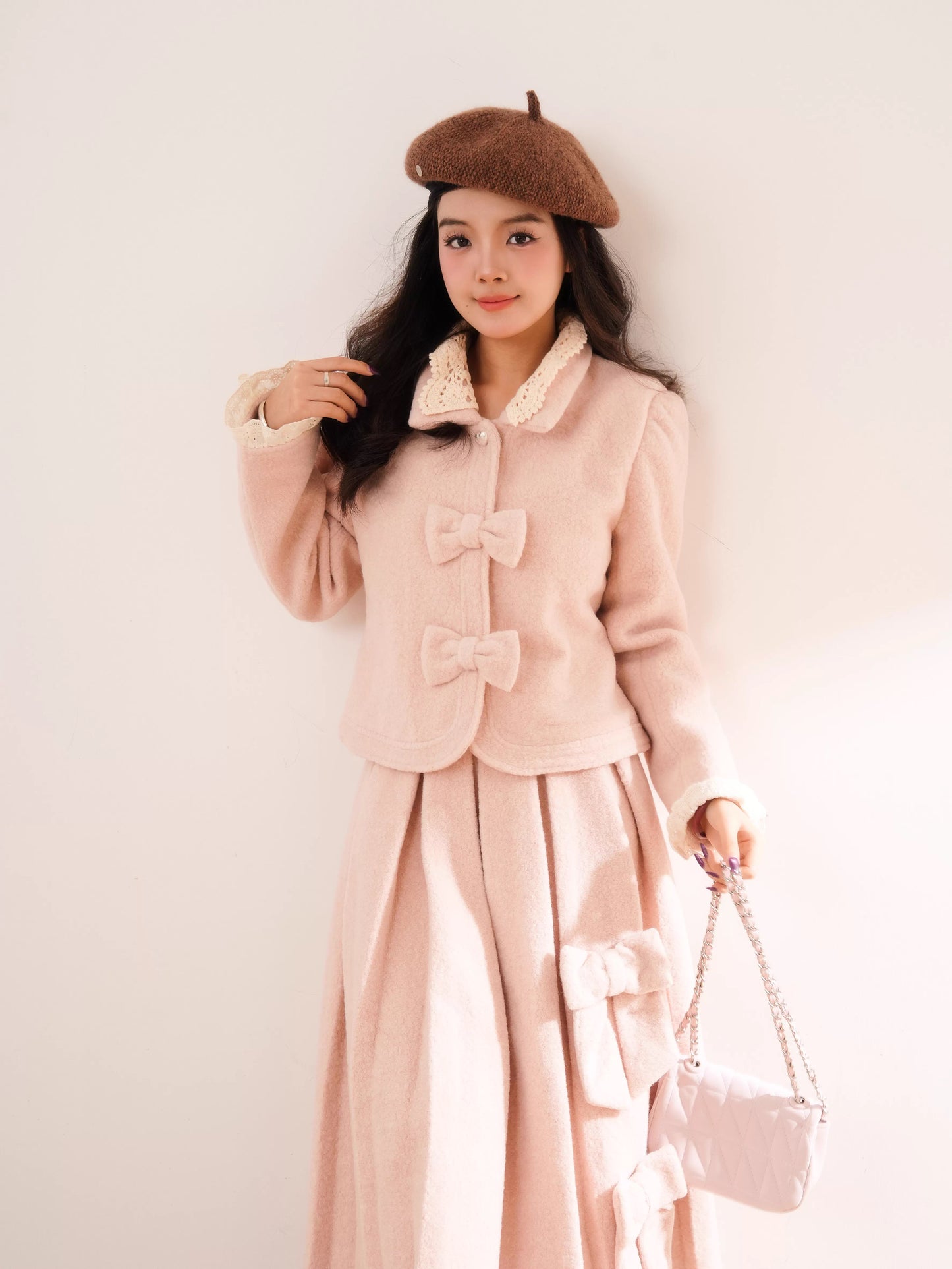 Sweet Bow Jacket & Skirt Set (Pink)