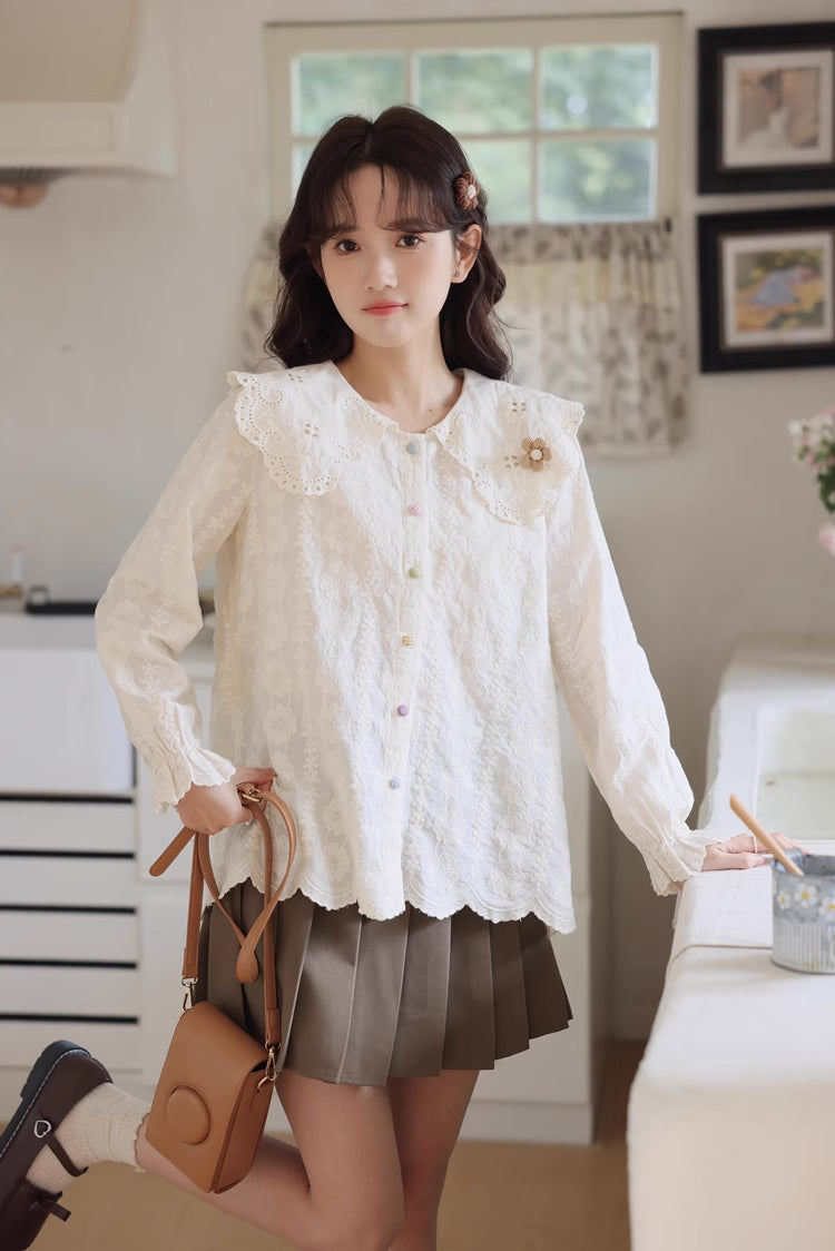 Floral Broderie Blouse (2 Colors)