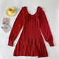 Ribbed Square Neck Mini Sweater Dress (Red)