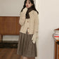 Braided Knit Round Neck Cardigan (Cream)