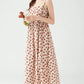 Lace Up Floral Cami Midi Dress (Beige/Red)