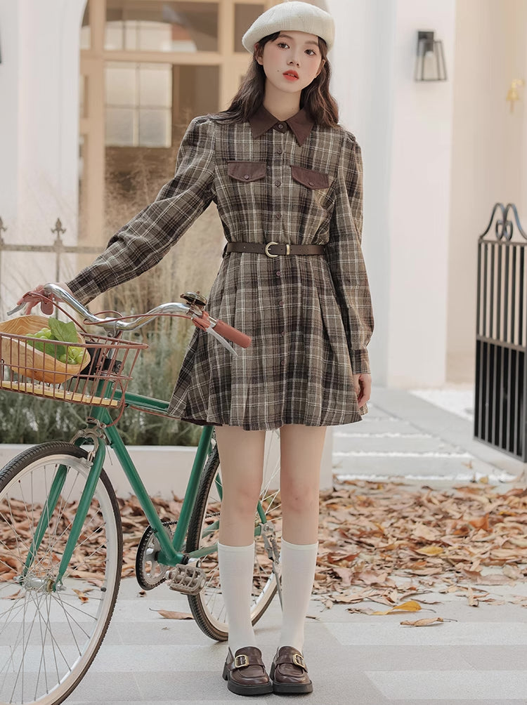 Brown Sugar Plaid Shirt Dress (Mocha)