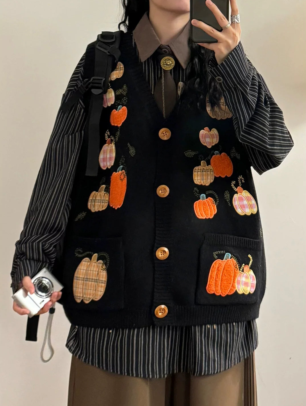 Pumpkin Patch Sweater Vest (Black)