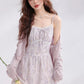 Iris Floral Lace Midi Cami Dress & Cardigan (Purple)