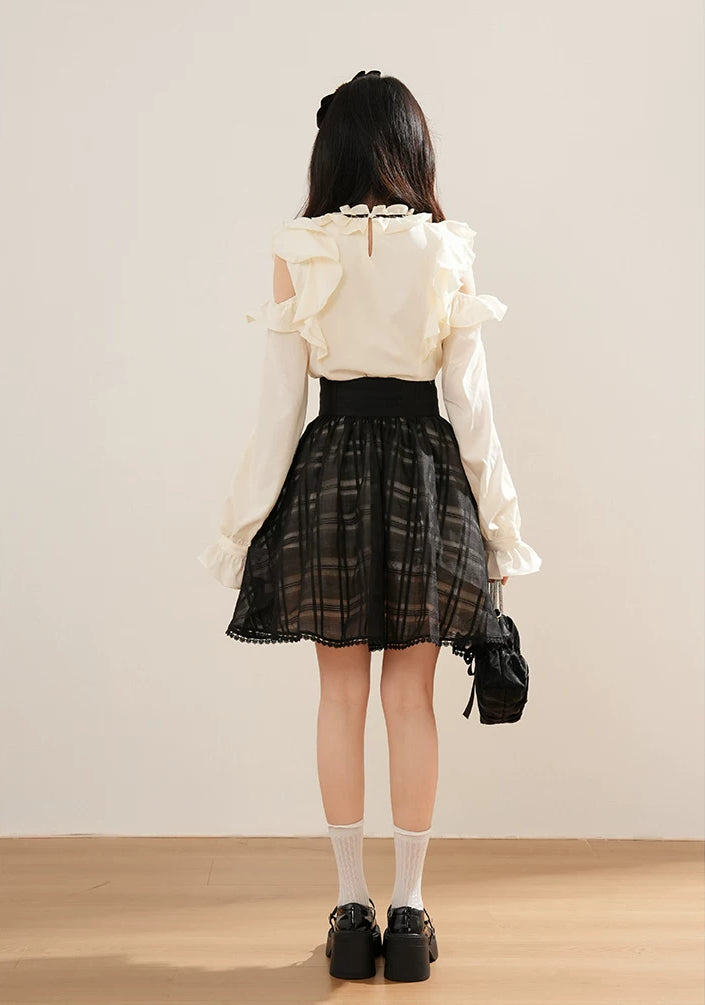 Medieval Punk Mini Dress & Corset Belt (Cream/Black)