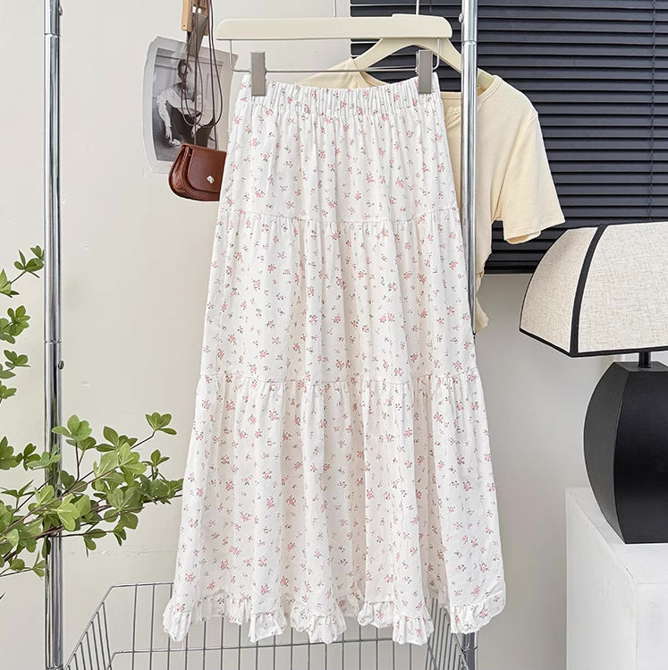 Ditsy Floral Tiered Midi Skirt (3 Colors)