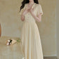 Grapevine Scallop Collar Midi Dress (Yellow)