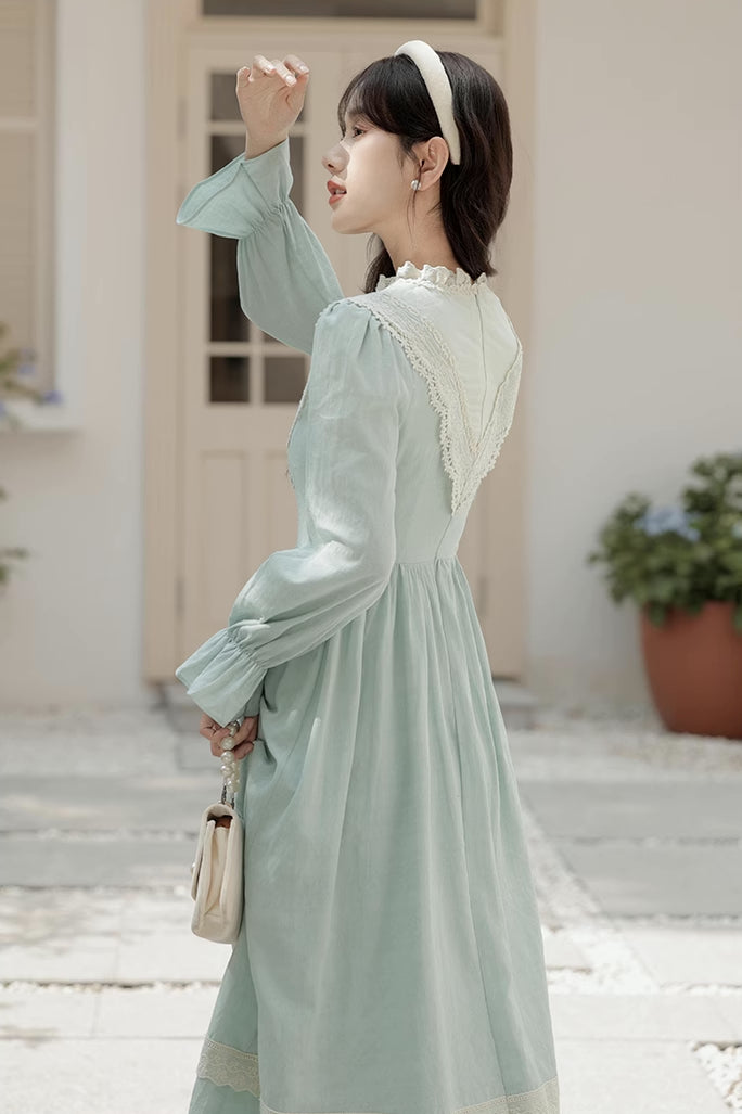 Mint Bows Midi Dress (Eggshell Blue)