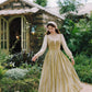 Folklore Faux Two-Piece Corset Dress (Mustard)