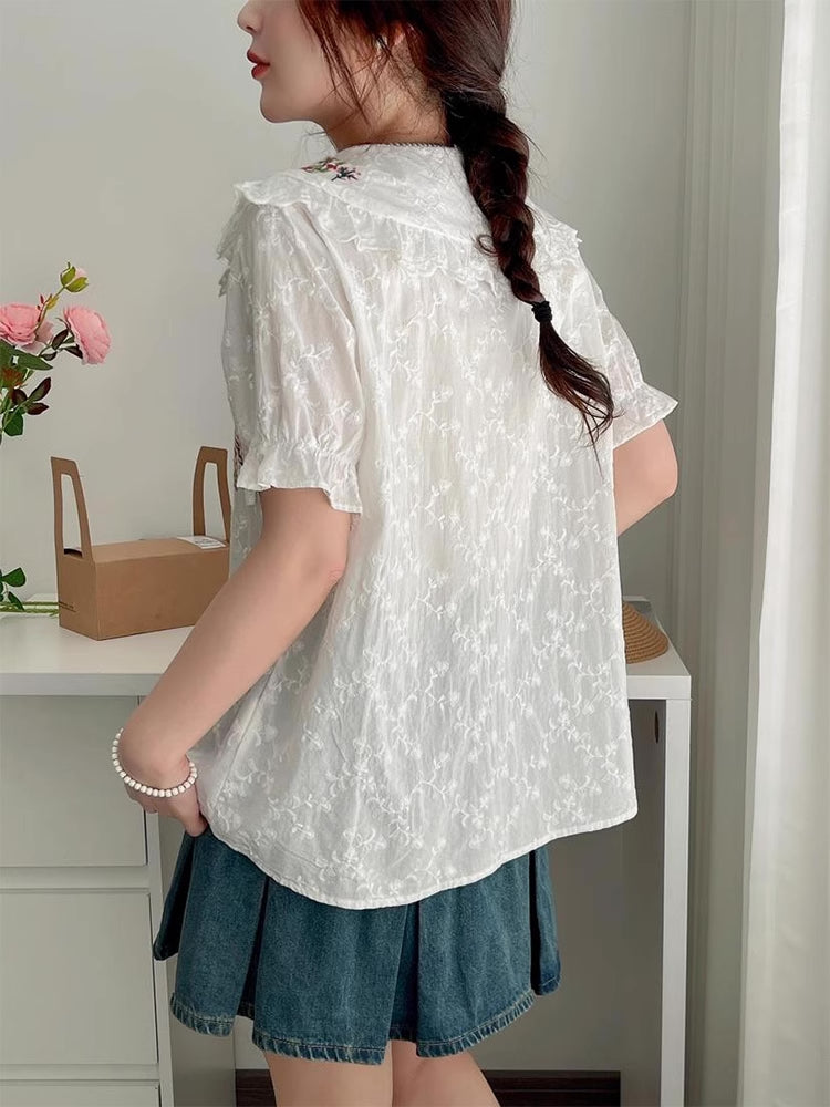Squirreling Around Embroidered Blouse (2 Colors)